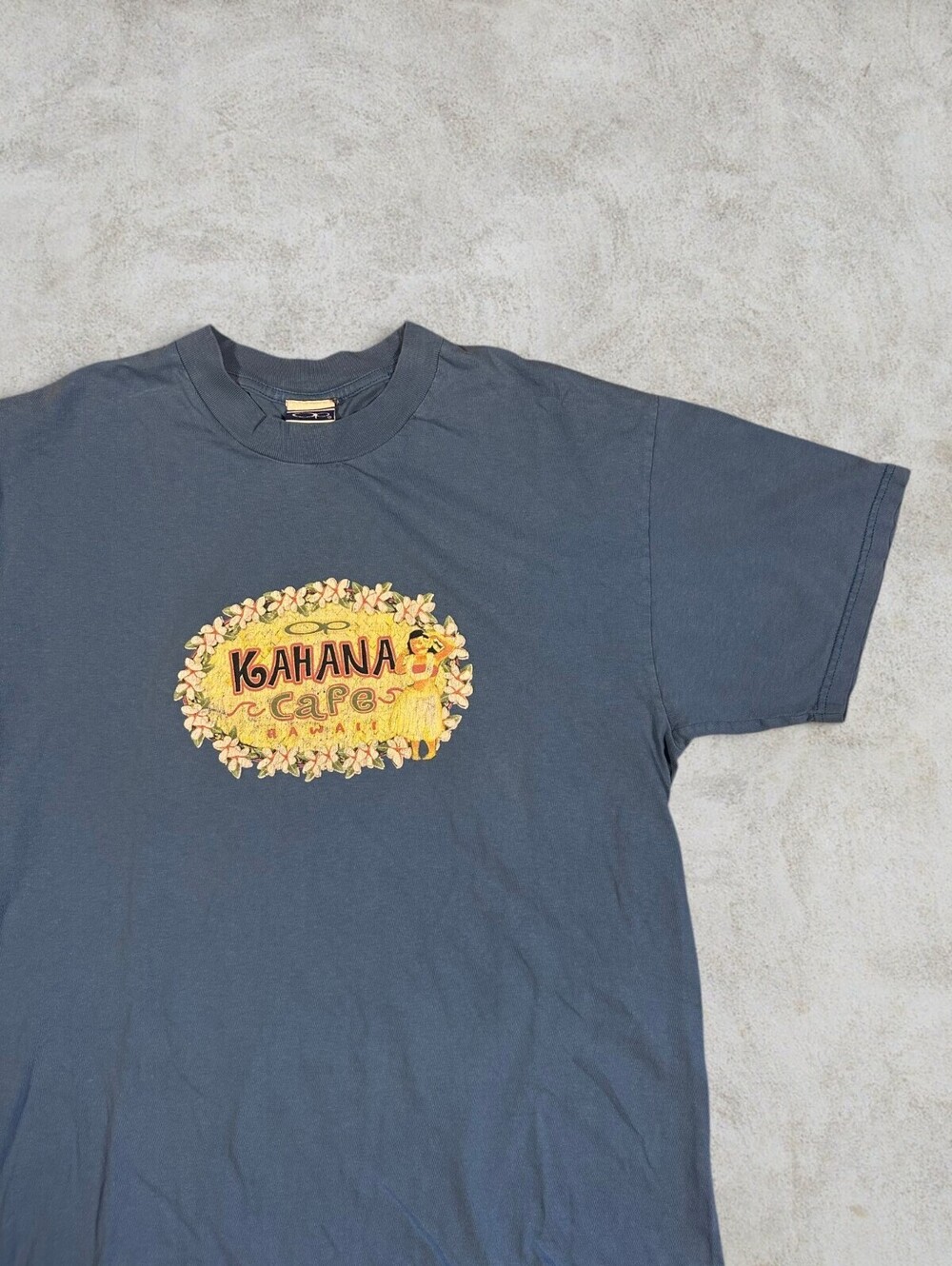 Vintage Kahana Cafe Ocean Pacific Surf Graphic T Shirt Teal Blue Y2K Sz L